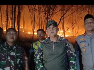 Dandim 1420 Sidrap Turun Langsung Padamkan Kebakaran Lahan di Mattirotasi